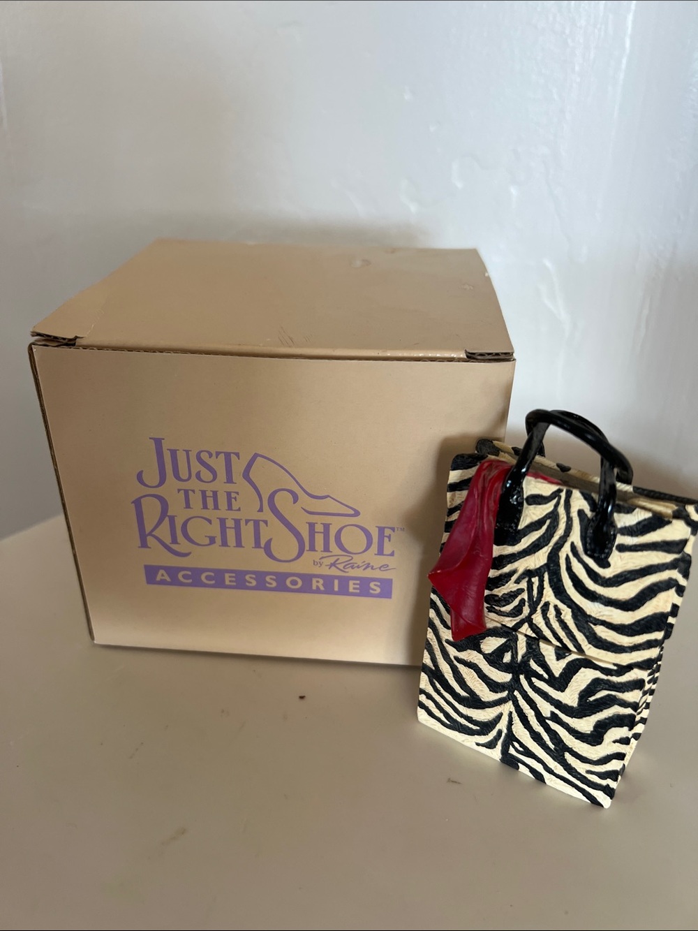 Just The Right Shoe Accessories Zebra Print Handbag Ornament with Red Scarf